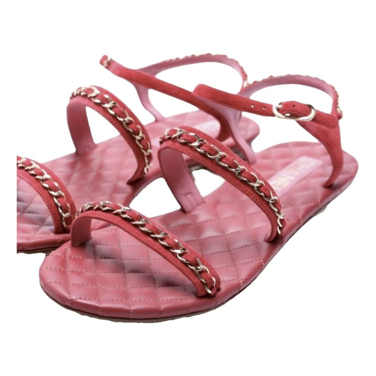 Pre-owned Chanel Leather Sandals In Red