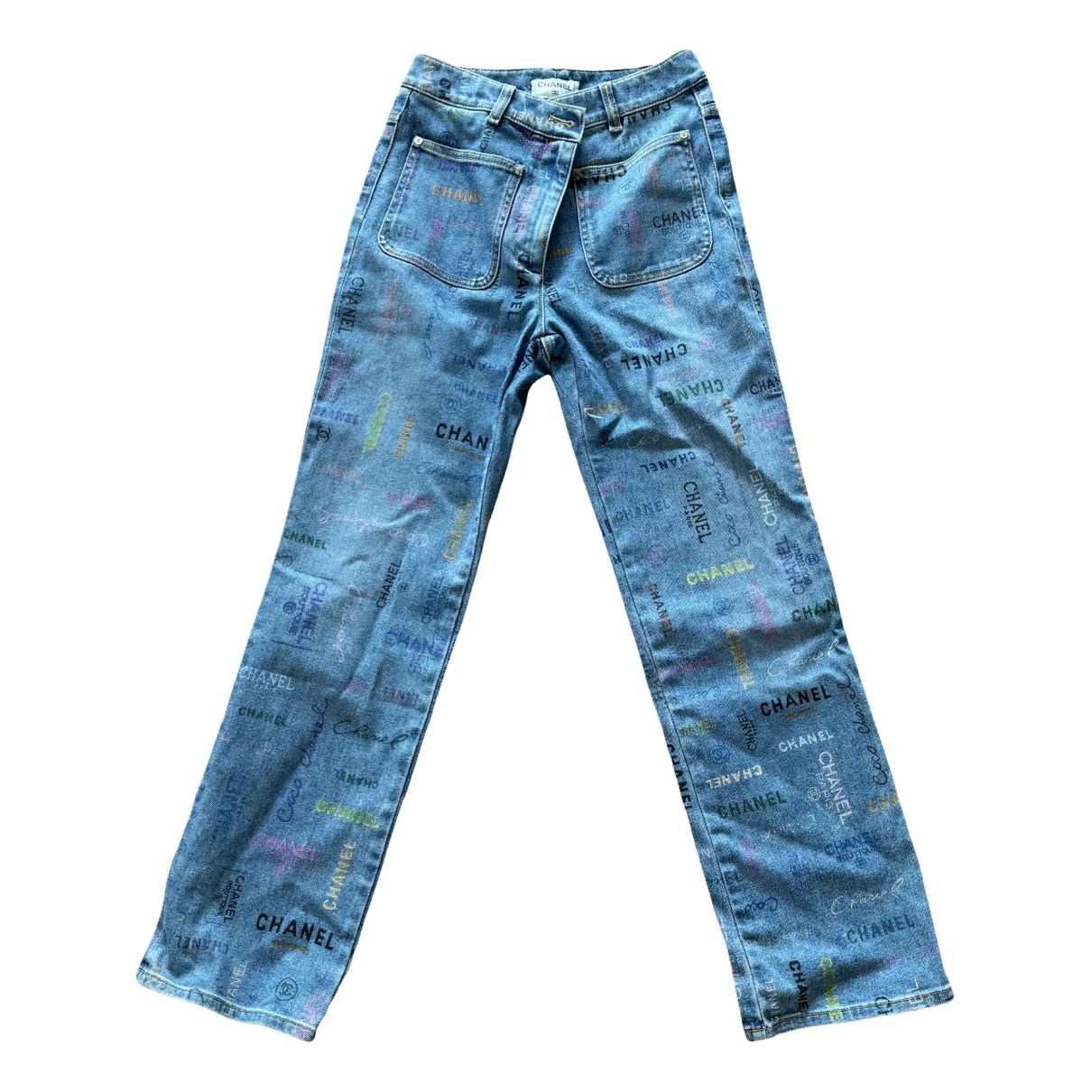 Pre-owned Chanel Straight Jeans In Blue