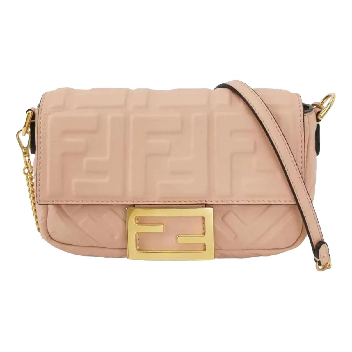 Pre-owned Fendi Baguette Leather Crossbody Bag In Pink