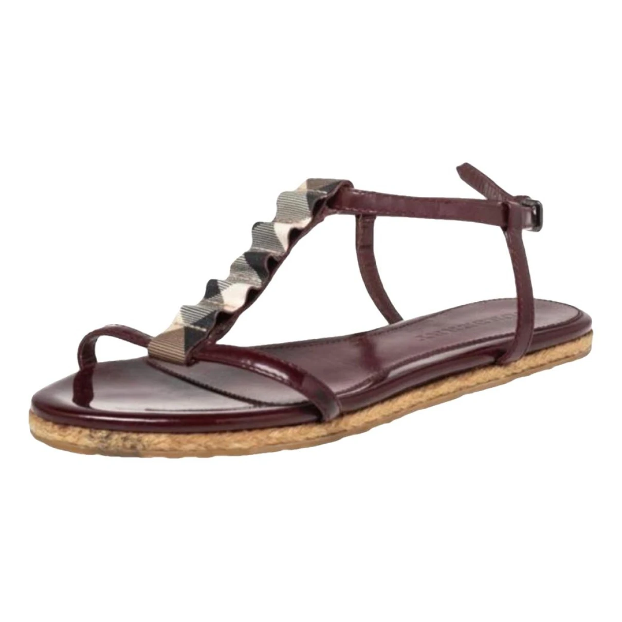 Pre-owned Burberry Patent Leather Sandal In Burgundy