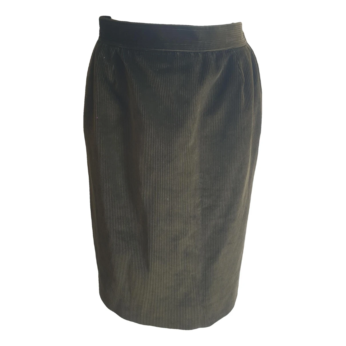 Pre-owned Saint Laurent Velvet Skirt In Khaki