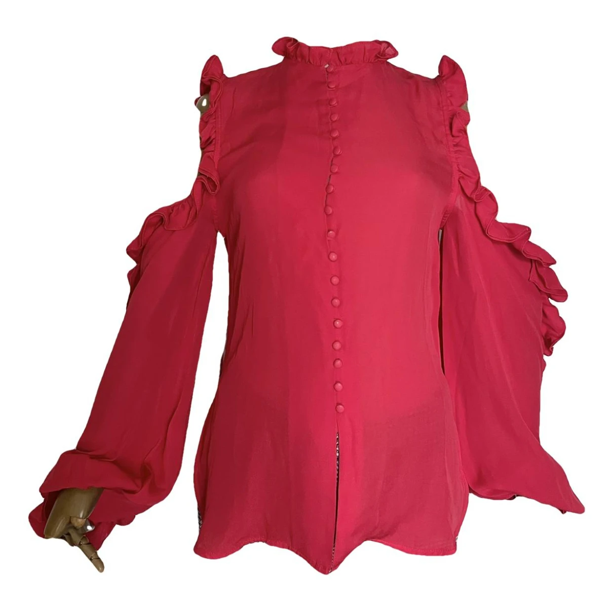 Pre-owned Ronny Kobo Silk Blouse In Red