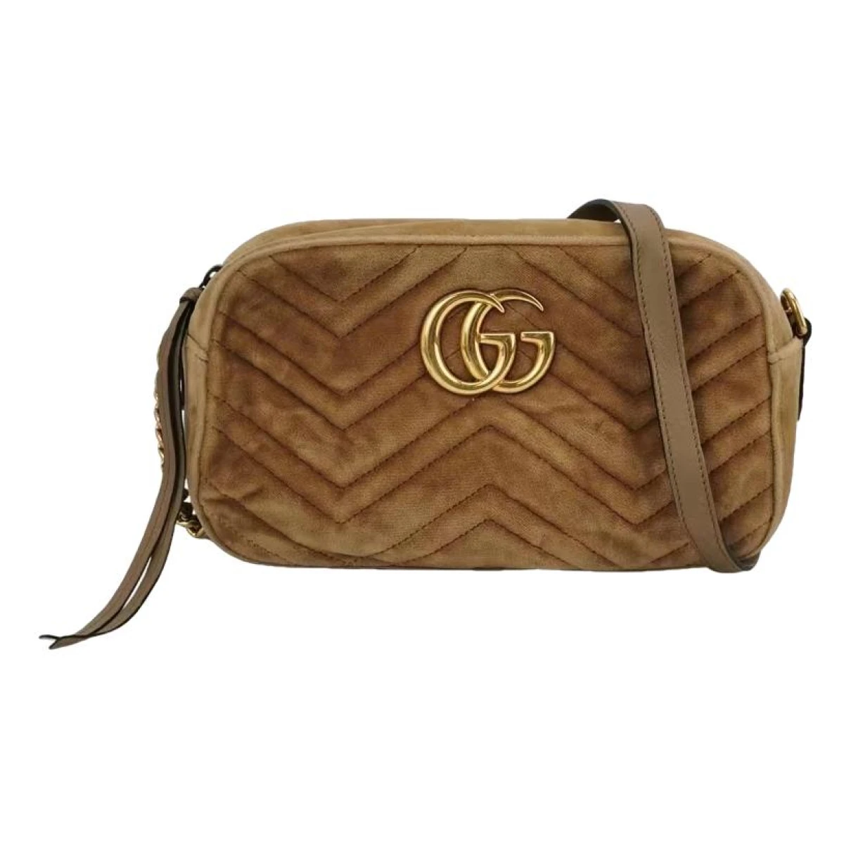 Pre-owned Gucci Gg Marmont Velvet Handbag In Yellow