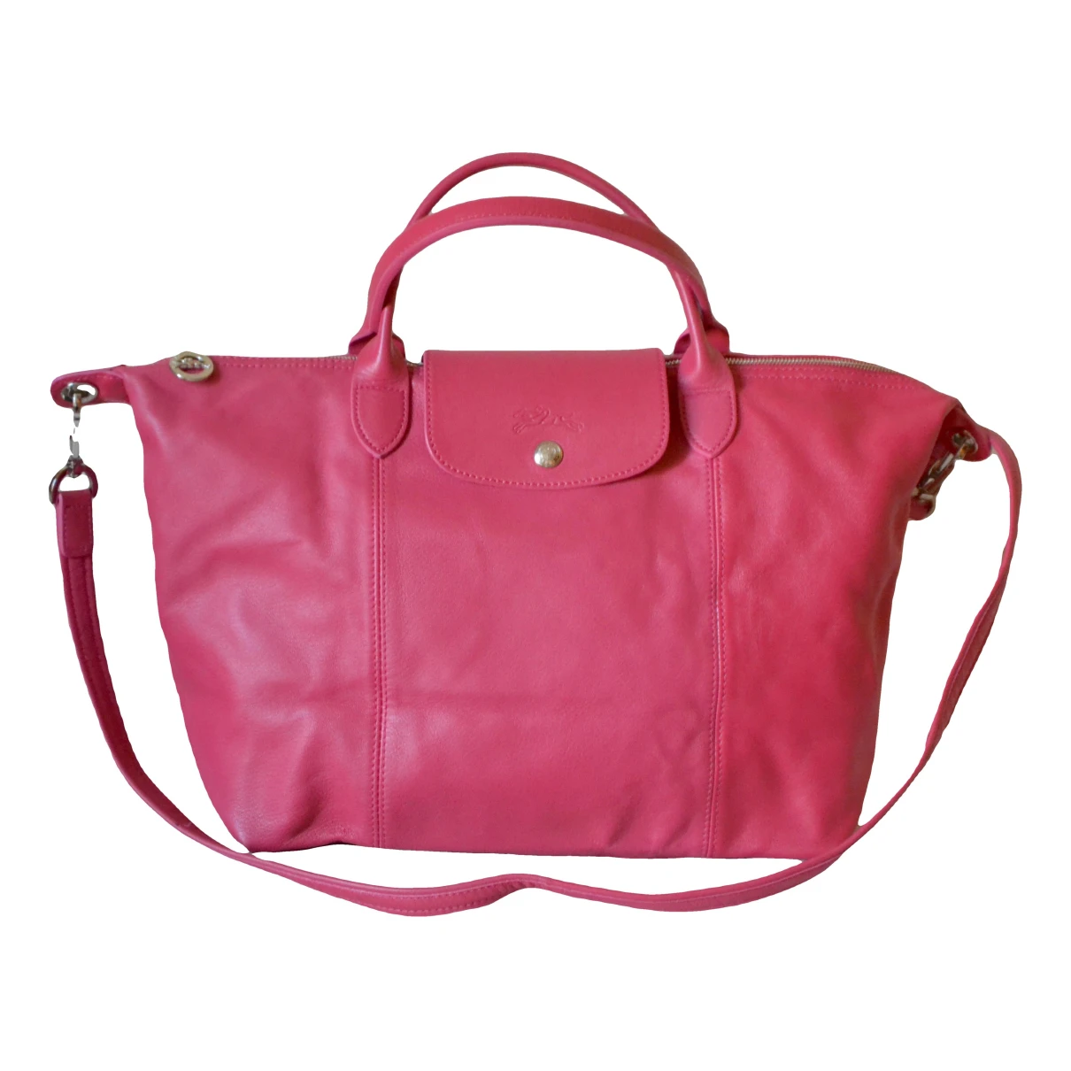 Pre-owned Longchamp Pliage Leather Crossbody Bag In Pink