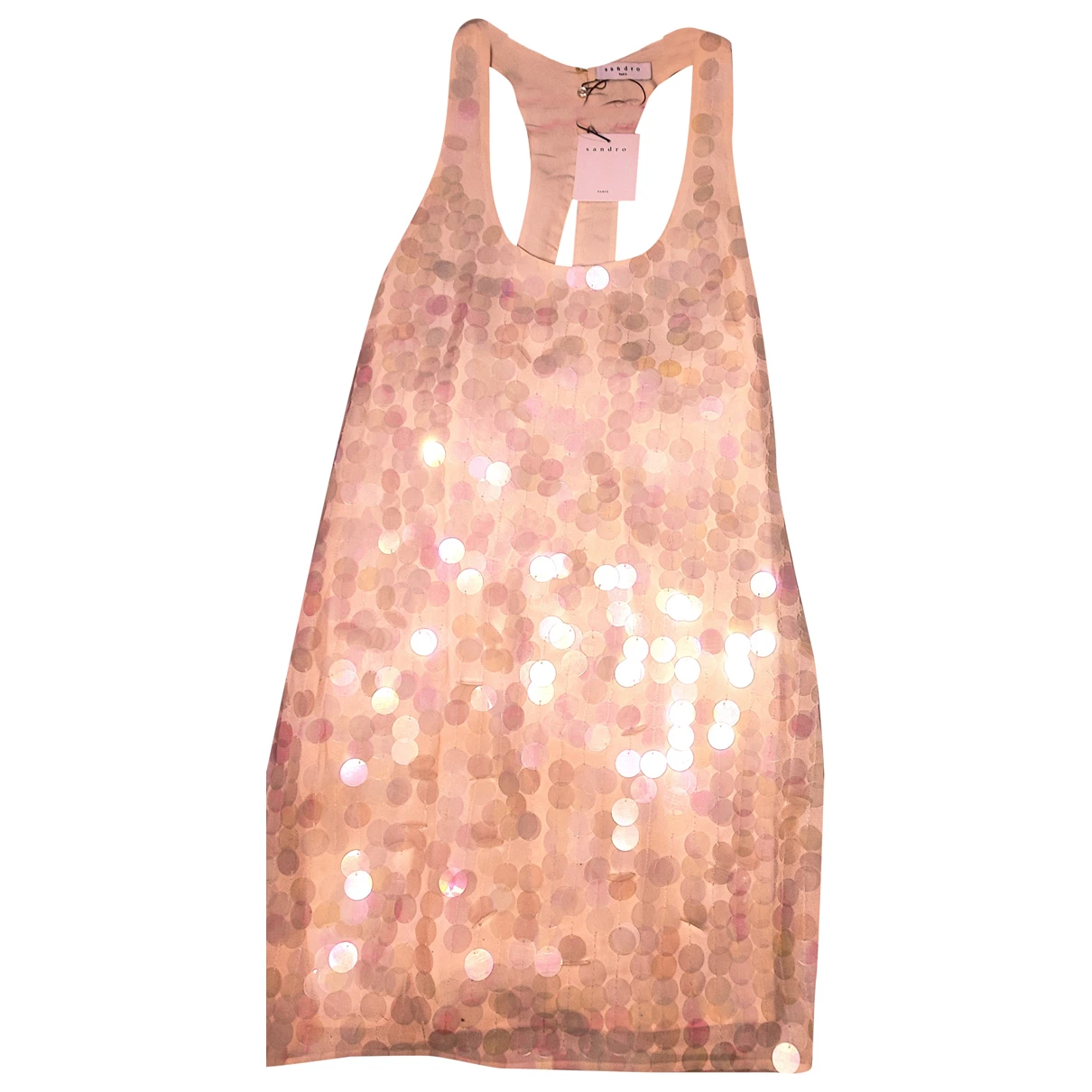 Pre-owned Sandro Glitter Mid-length Dress In Pink