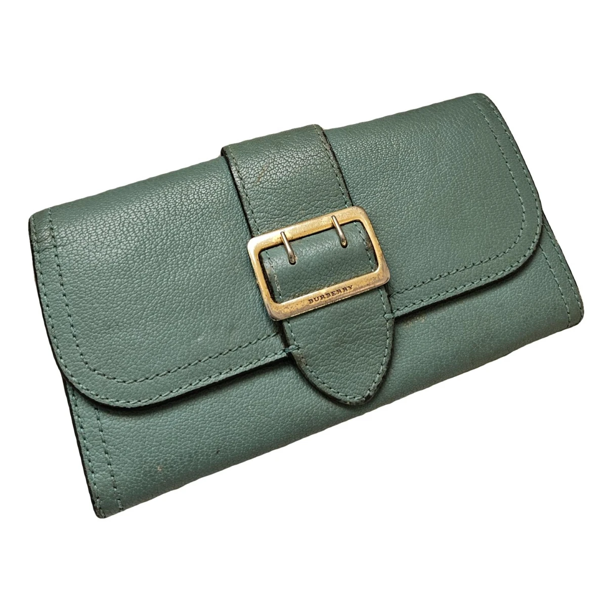 Pre-owned Burberry Leather Wallet In Green