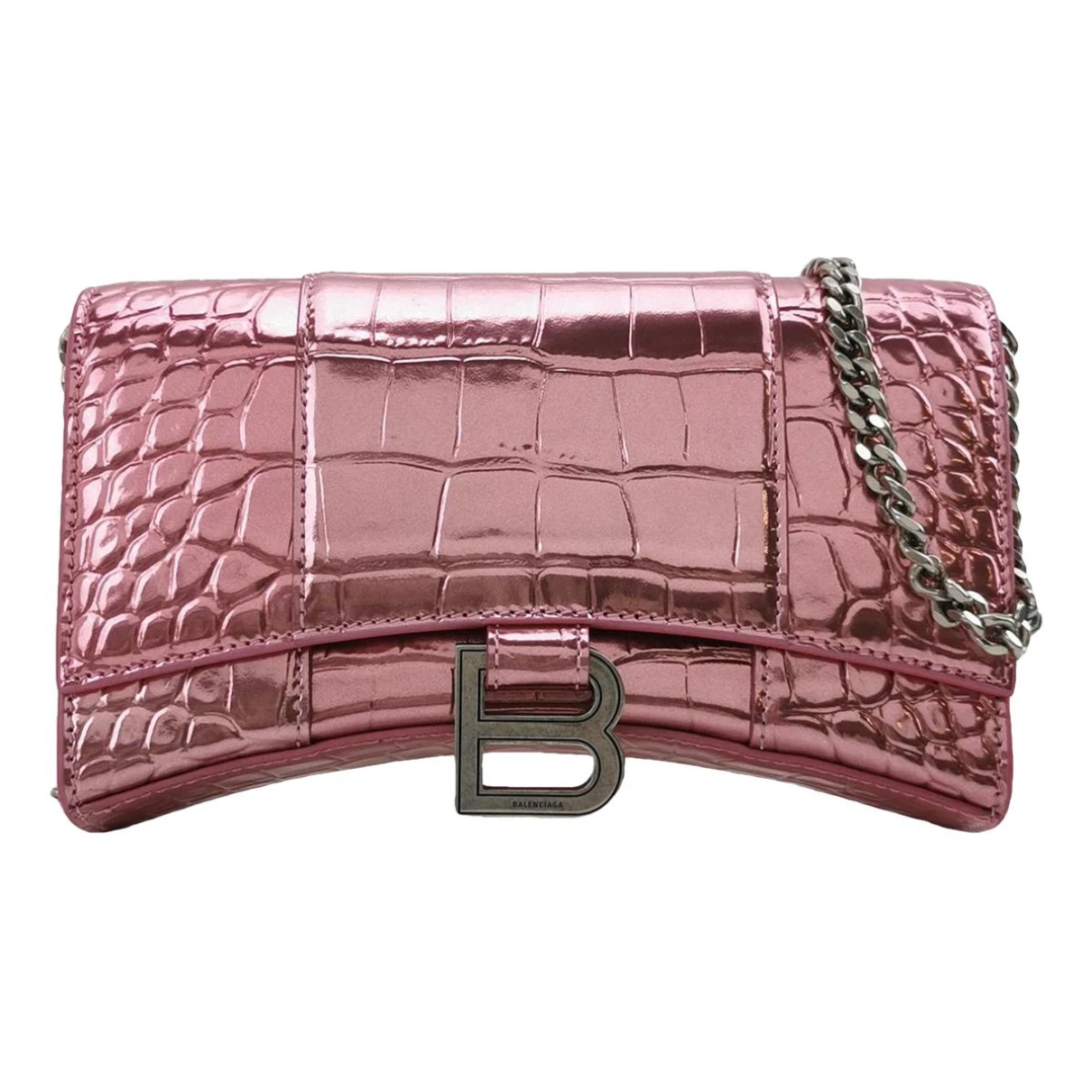Pre-owned Balenciaga Hourglass Patent Leather Crossbody Bag In Pink