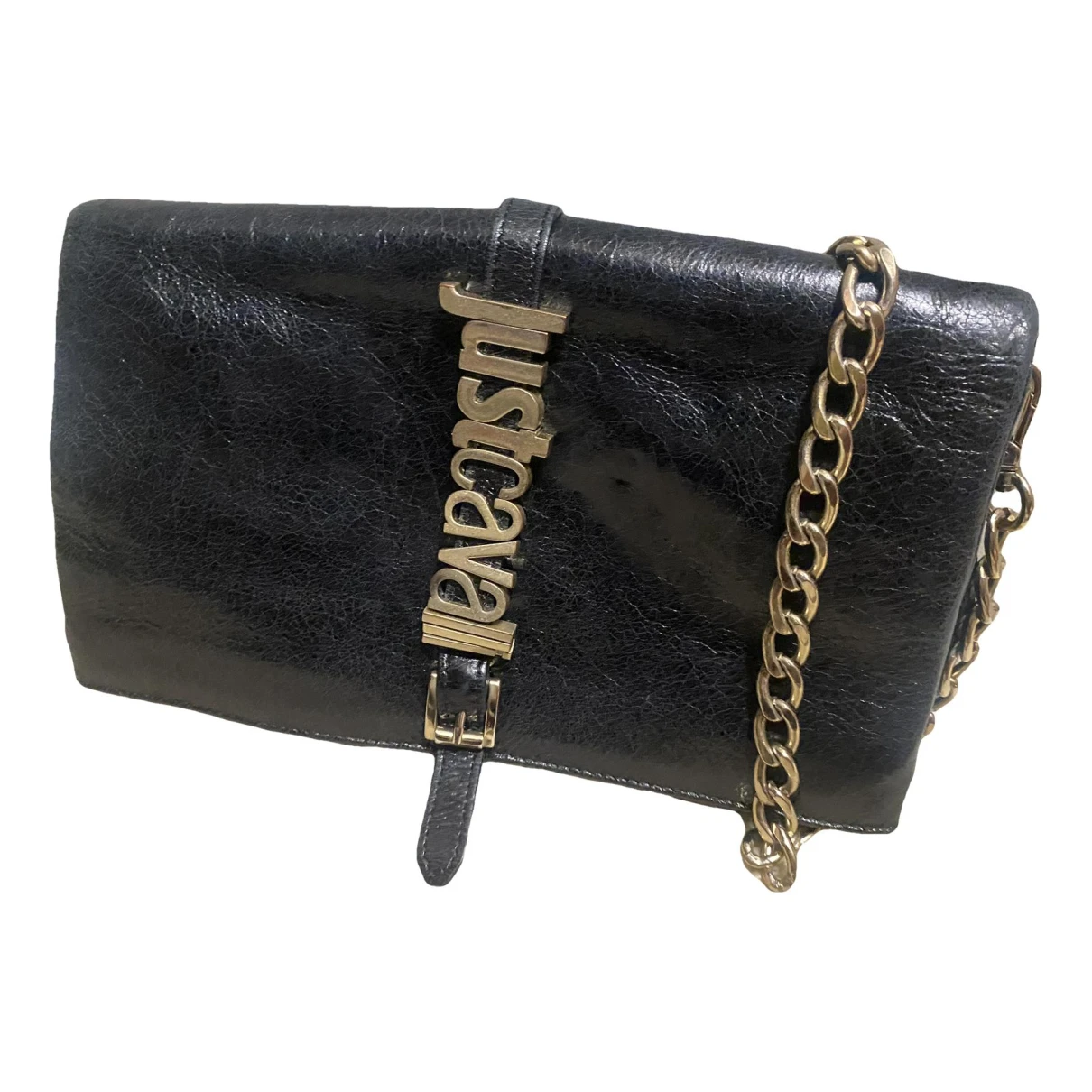 Pre-owned Just Cavalli Leather Clutch Bag In Black