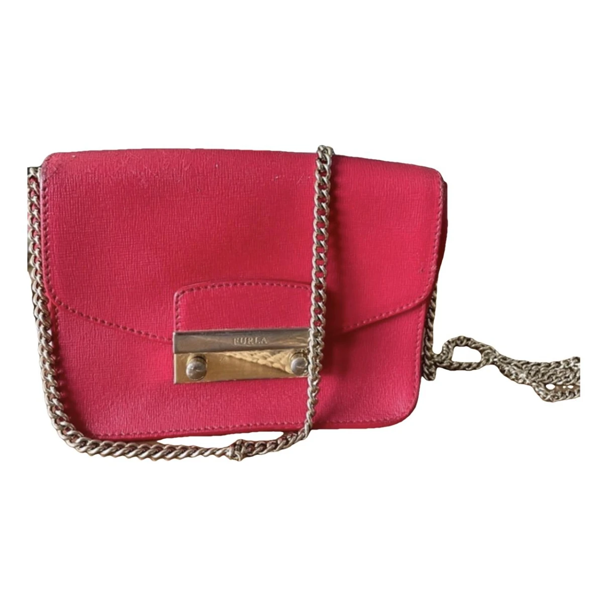 Pre-owned Furla Metropolis Leather Clutch Bag In Red