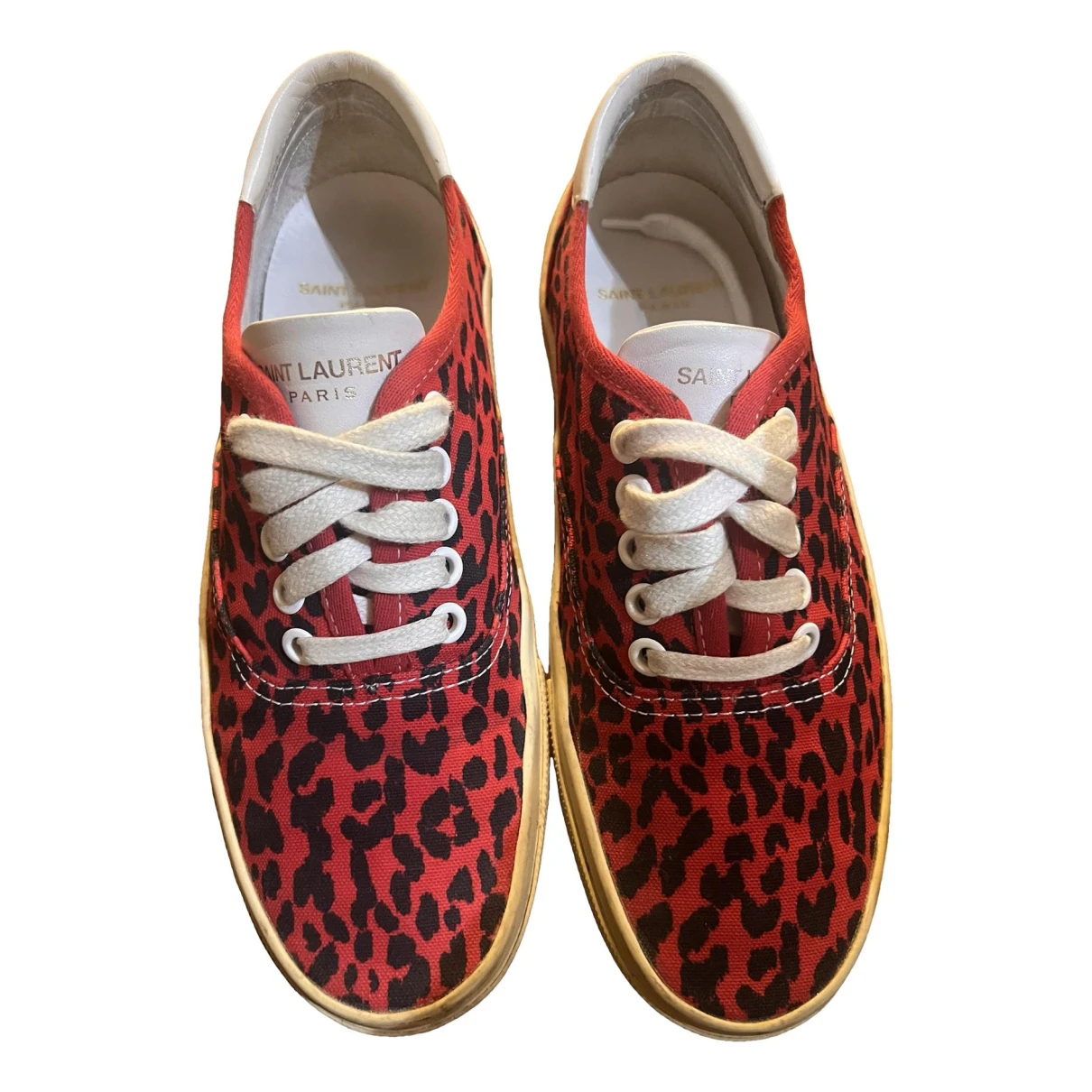 Pre-owned Saint Laurent Cloth Trainers In Red