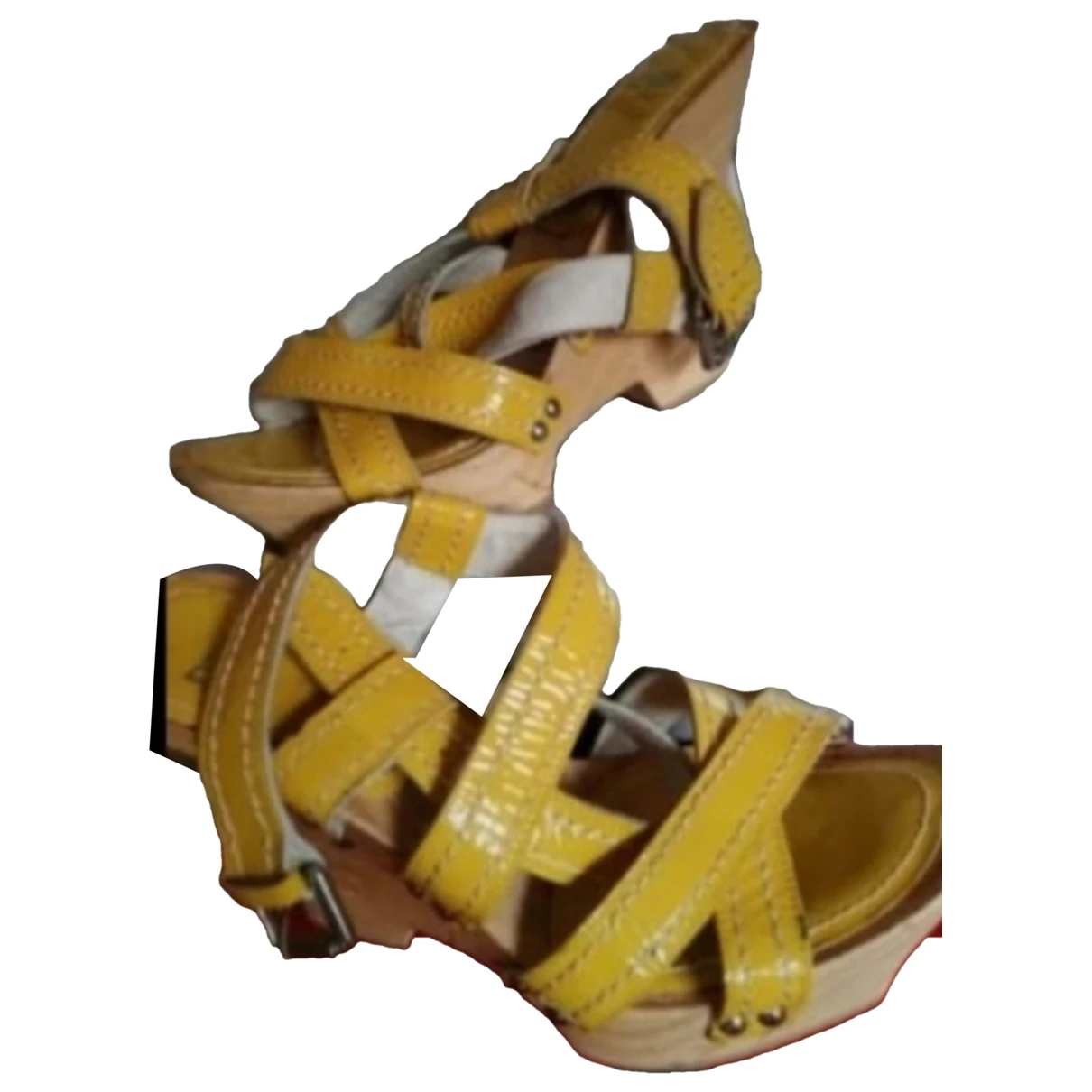 Pre-owned Ras Vegan Leather Sandal In Yellow