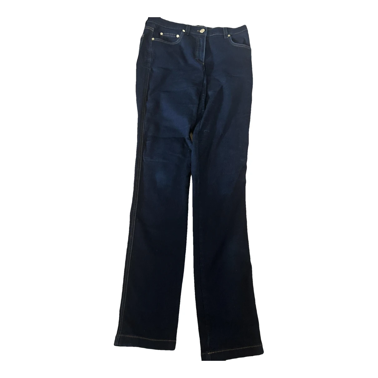 Pre-owned Escada Straight Pants In Navy