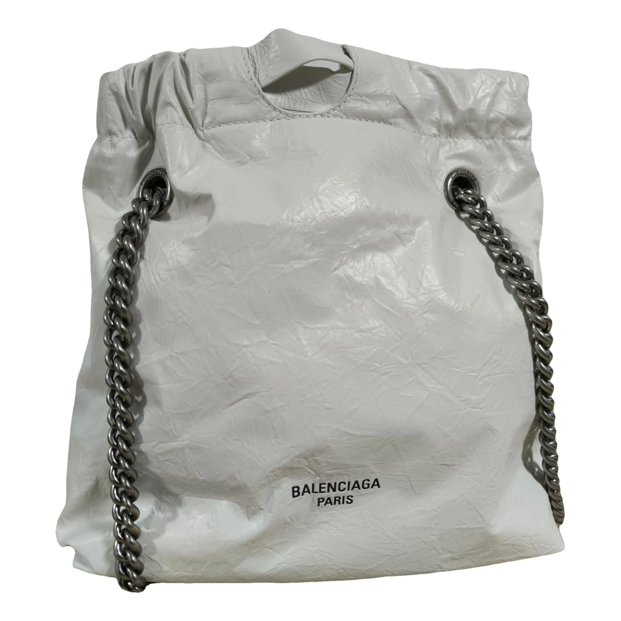 Pre-owned Balenciaga Crush Leather Crossbody Bag In White