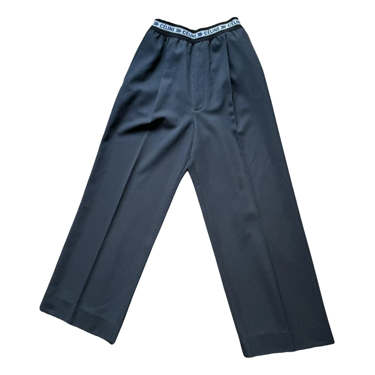 Pre-owned Celine Wool Large Pants In Navy