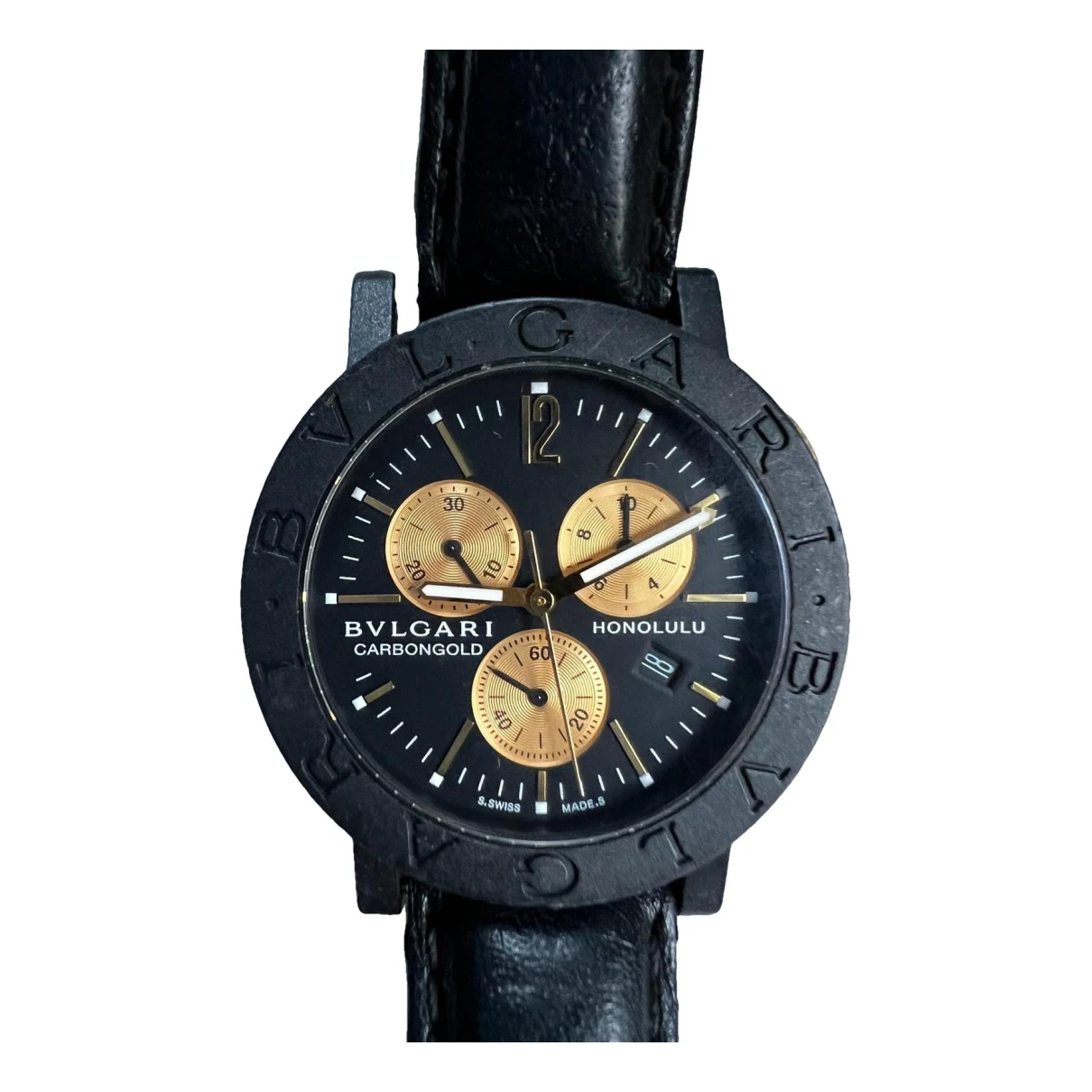 Pre-owned Bvlgari Carbon Gold Yellow Gold Watch In Black