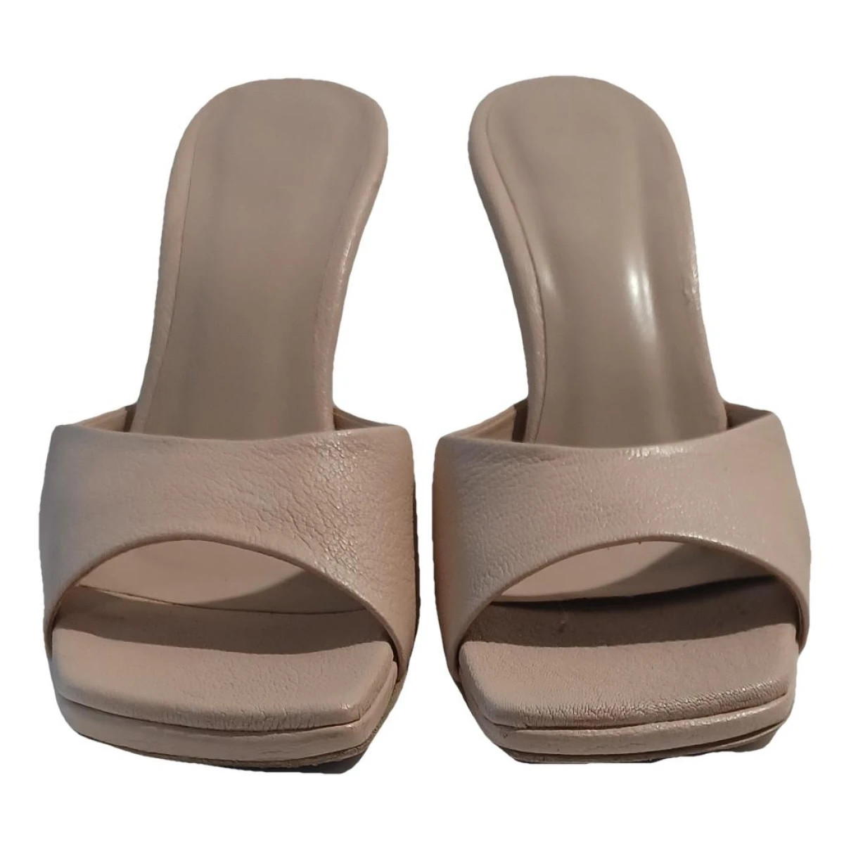Pre-owned By Far Leather Sandals In Beige