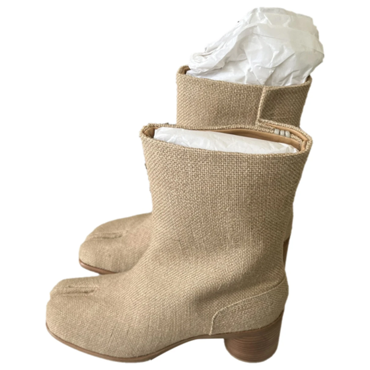 Pre-owned Maison Margiela Tabi Cloth Boots In Camel