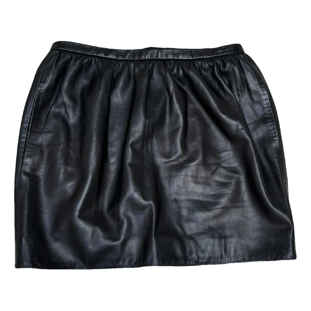 Pre-owned The Row Leather Mini Skirt In Black