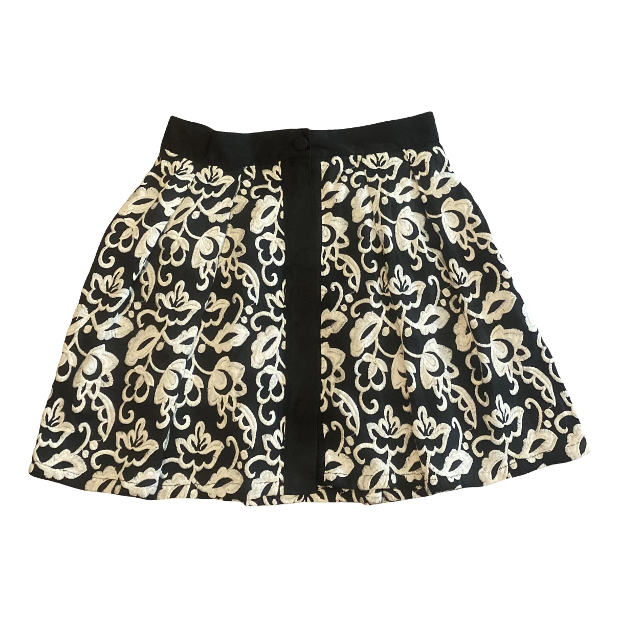 Pre-owned Pieces Uniques Silk Mini Skirt In Black