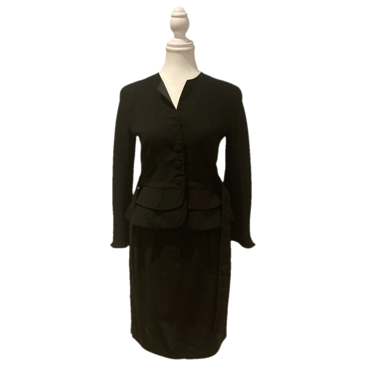 Pre-owned Giorgio Armani Wool Mid-length Dress In Black