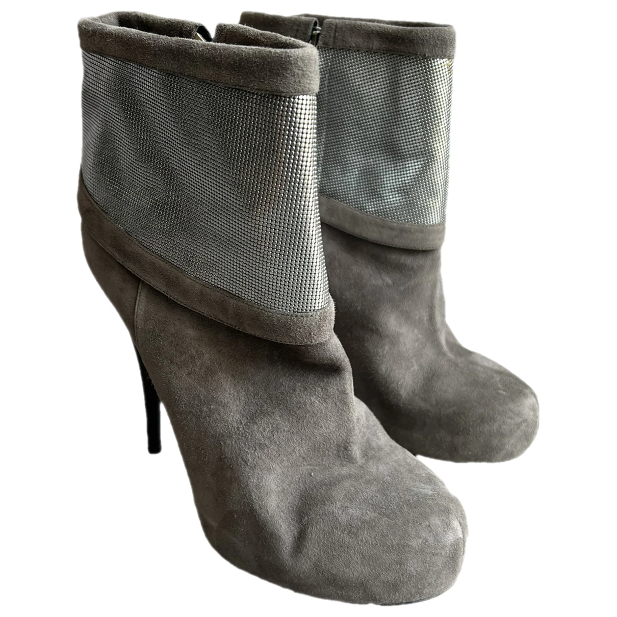 Pre-owned Fendi Ankle Boots In Grey