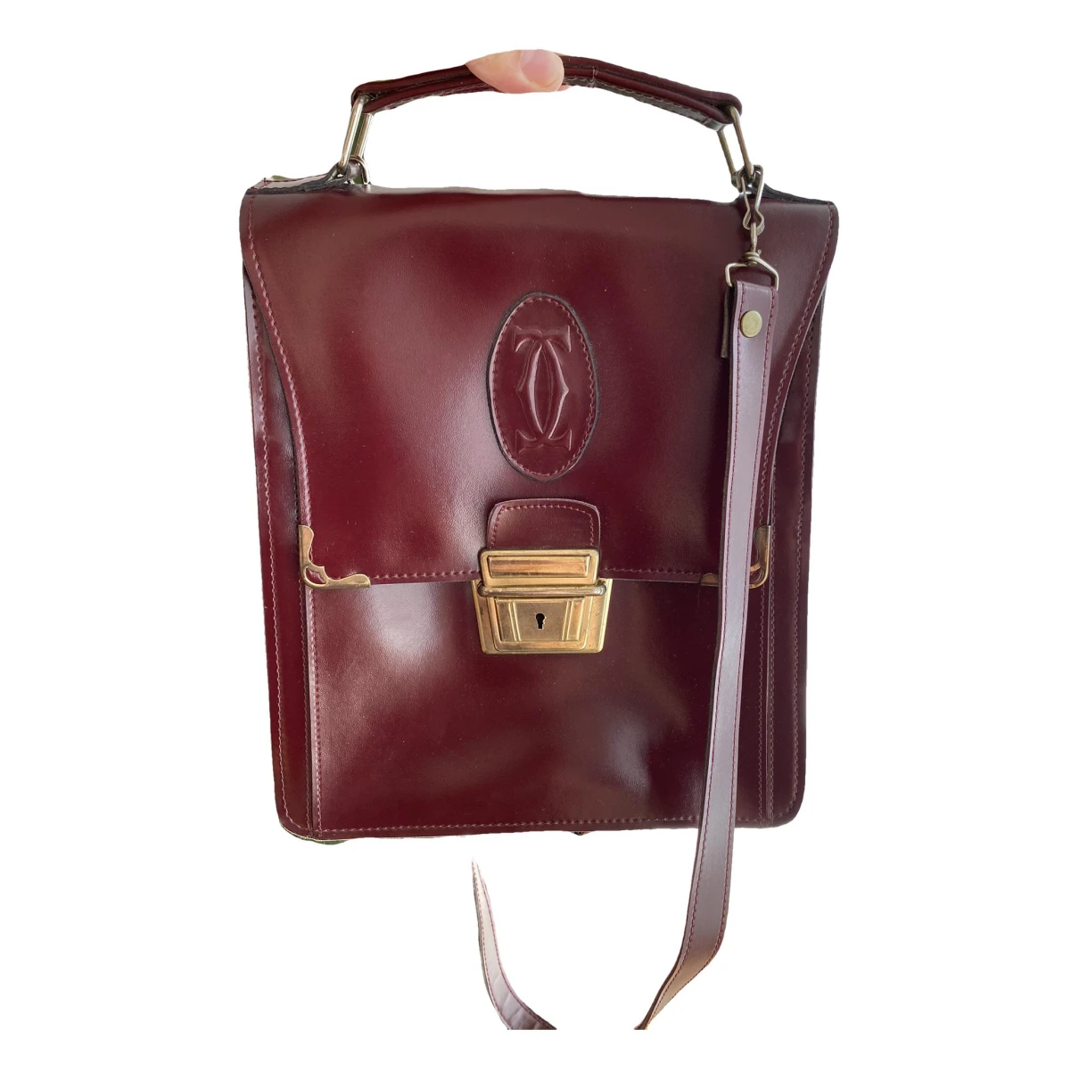 Pre-owned Cartier Leather Weekend Bag In Burgundy