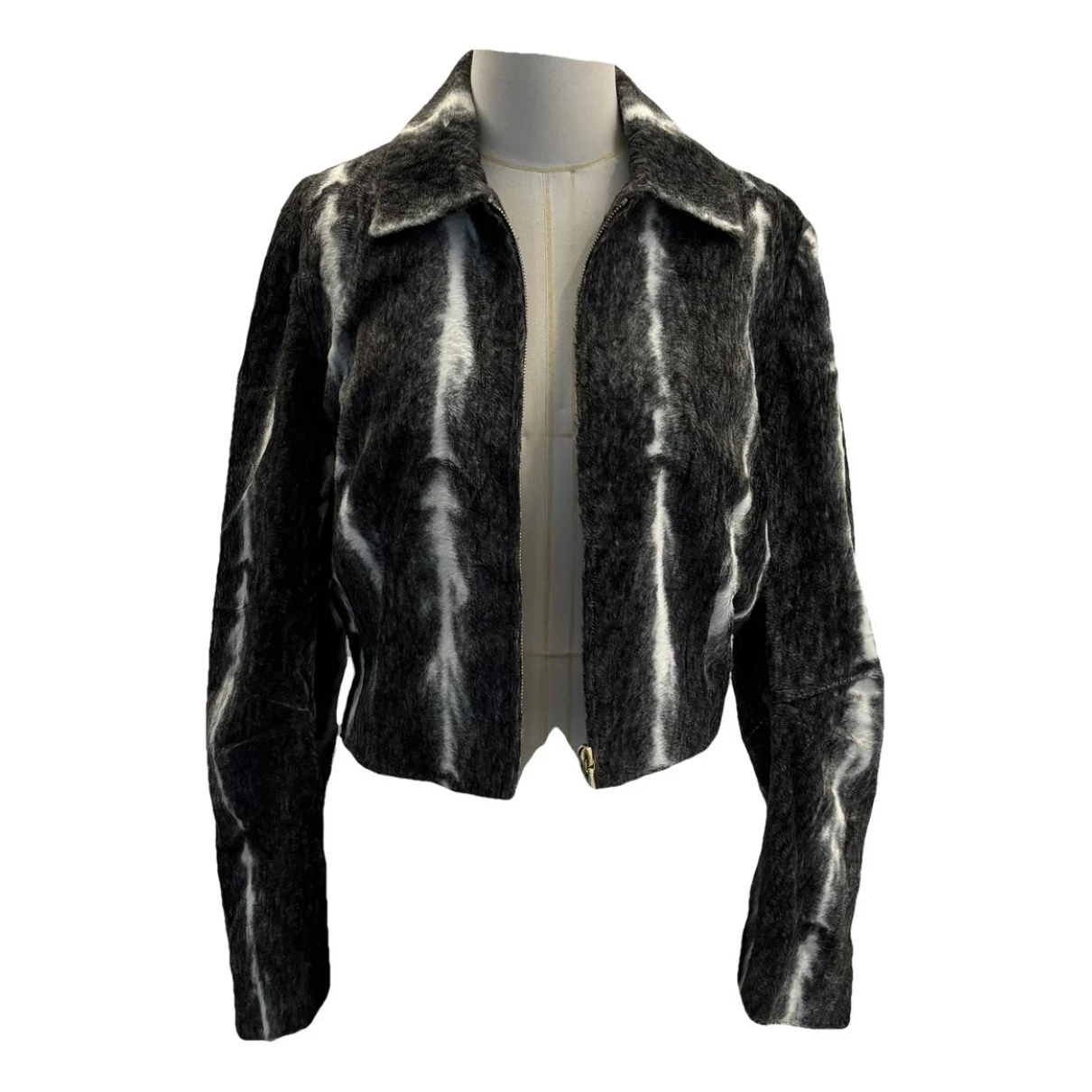 Pre-owned Dior Bar Faux Fur Jacket In Black