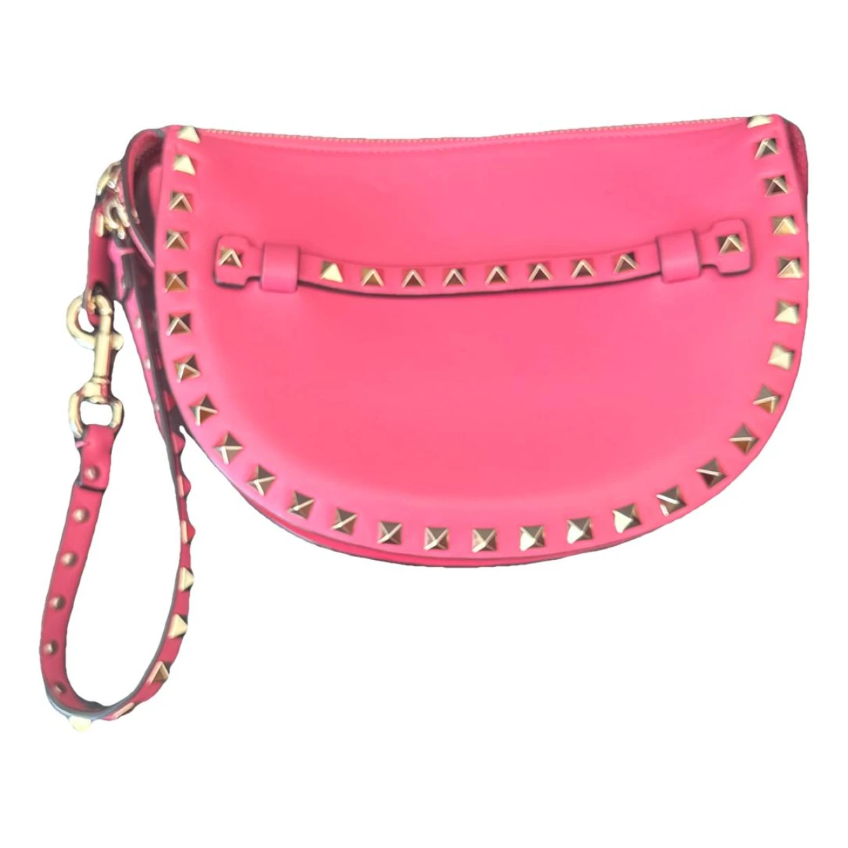 Pre-owned Valentino Garavani Rockstud Leather Clutch Bag In Pink