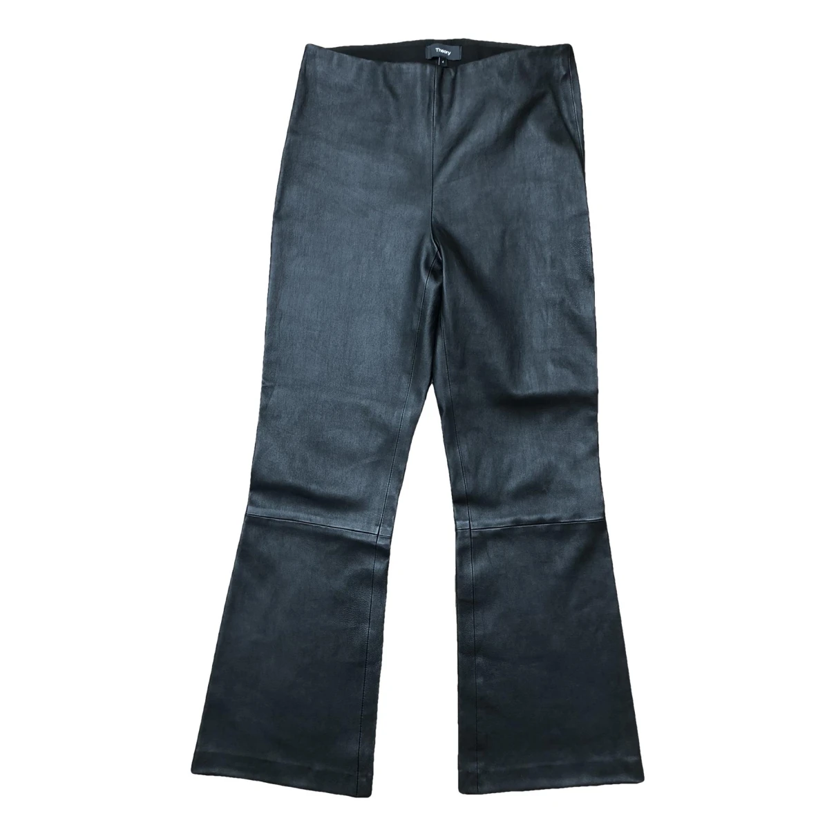 Pre-owned Theory Leather Trousers In Black