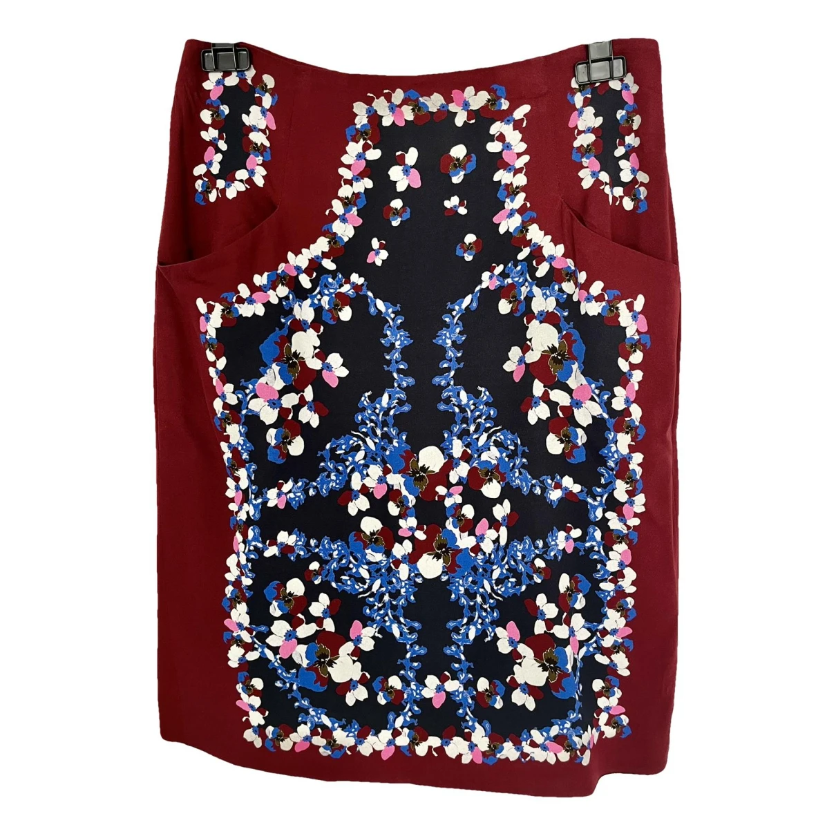 Pre-owned Erdem Silk Mid-length Skirt In Burgundy