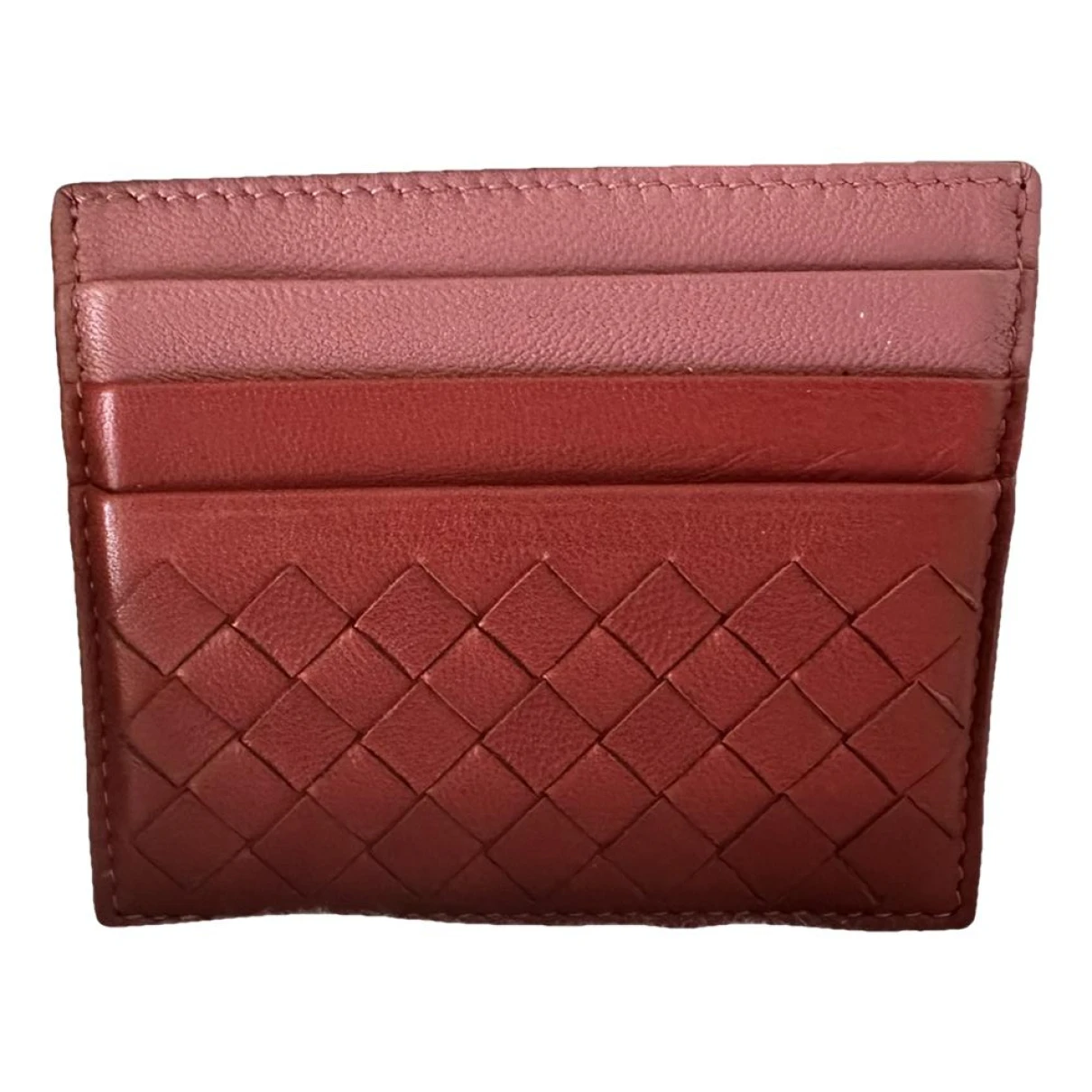 Pre-owned Bottega Veneta Intrecciato Leather Wallet In Red