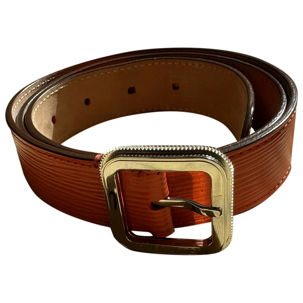 Pre-owned Louis Vuitton Initiales Leather Belt In Orange