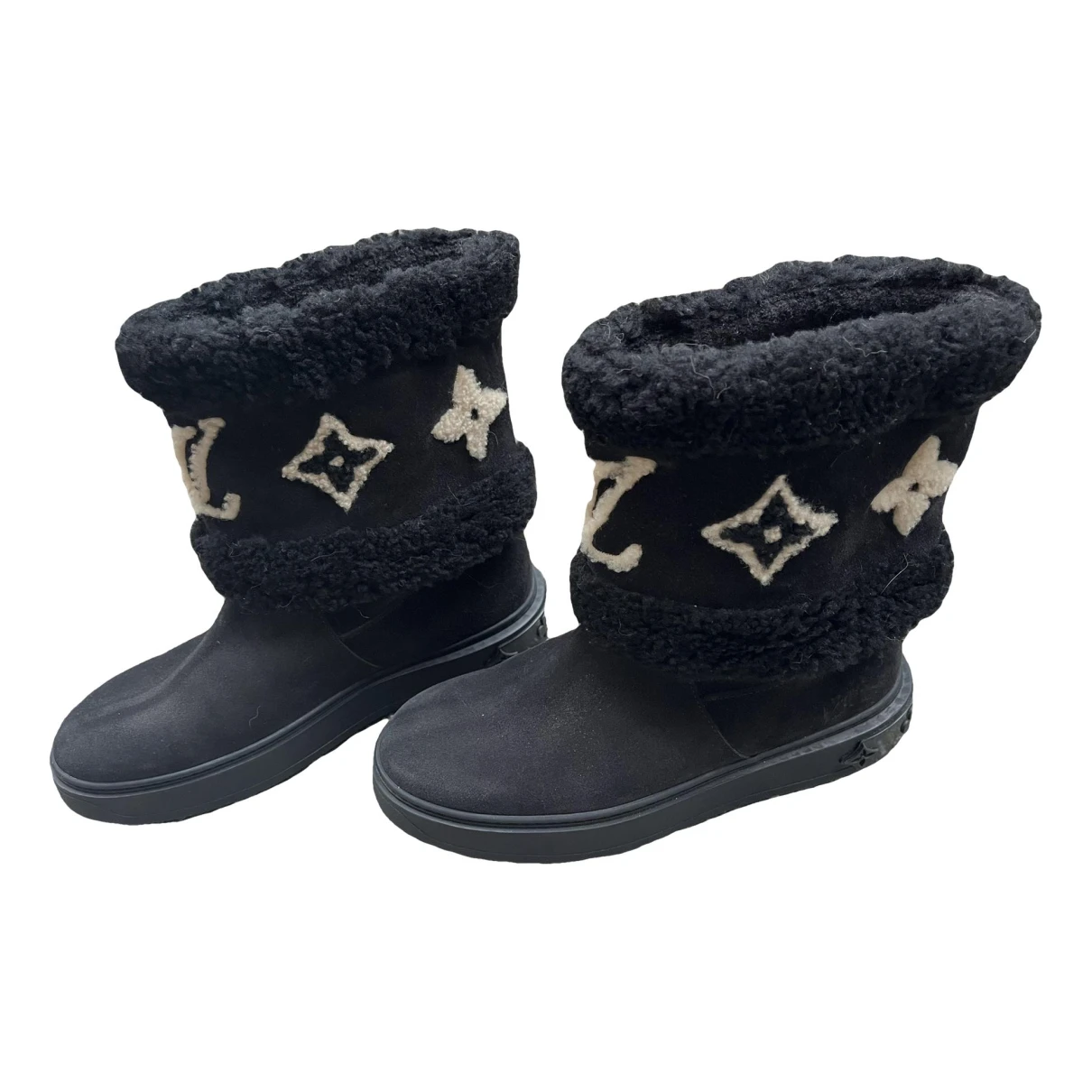 Pre-owned Louis Vuitton Leather Snow Boots In Black
