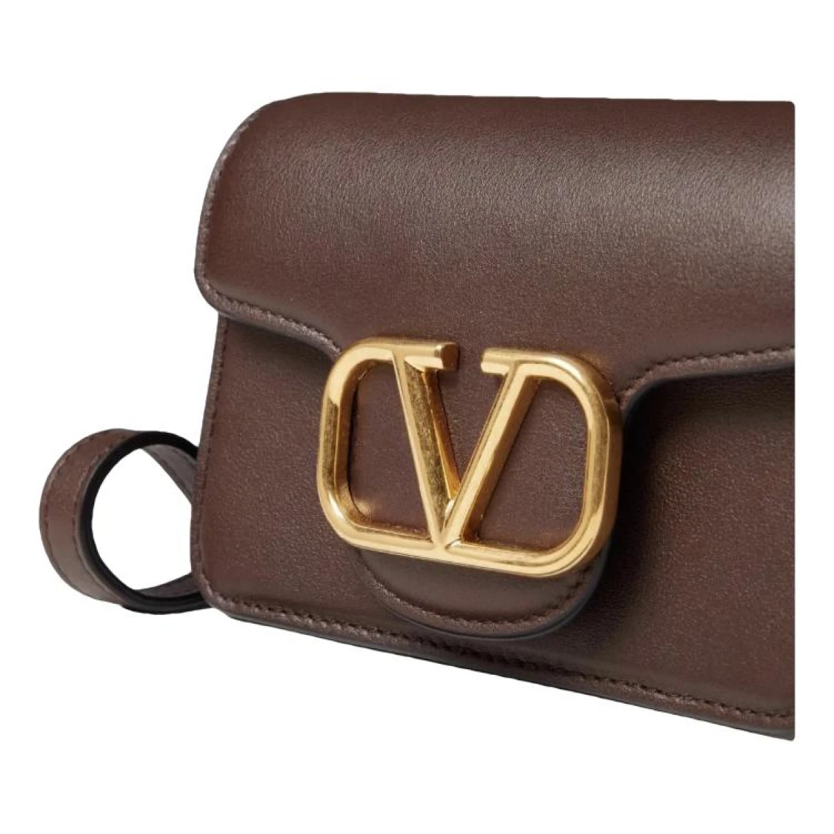 Pre-owned Valentino Garavani Vlogo Leather Clutch Bag In Brown