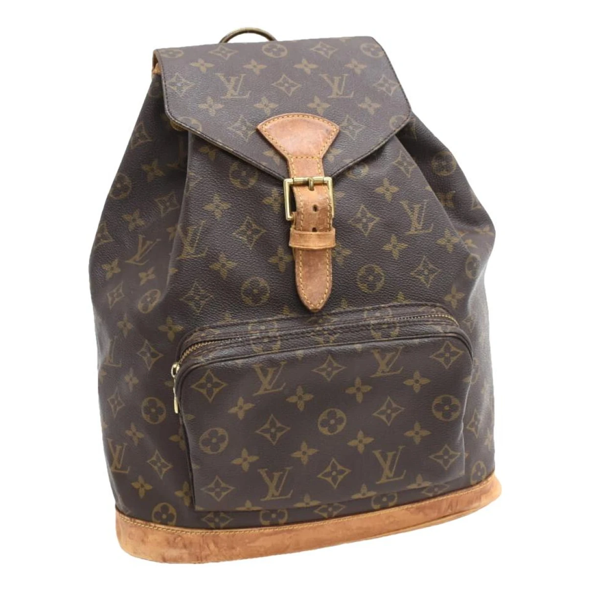 Pre-owned Louis Vuitton Montsouris Vintage Leather Backpack In Brown