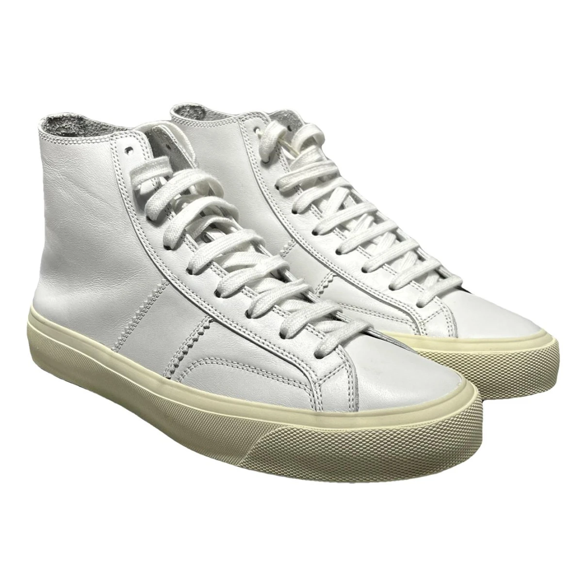 Pre-owned Tom Ford Leather High Trainers In White