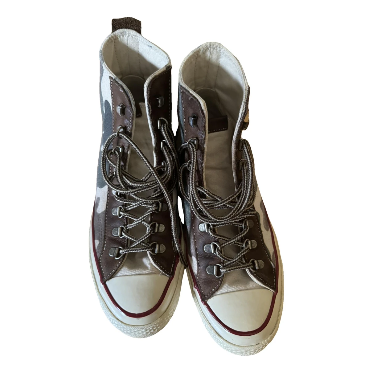 Pre-owned Converse Patent Leather High Trainers In Brown