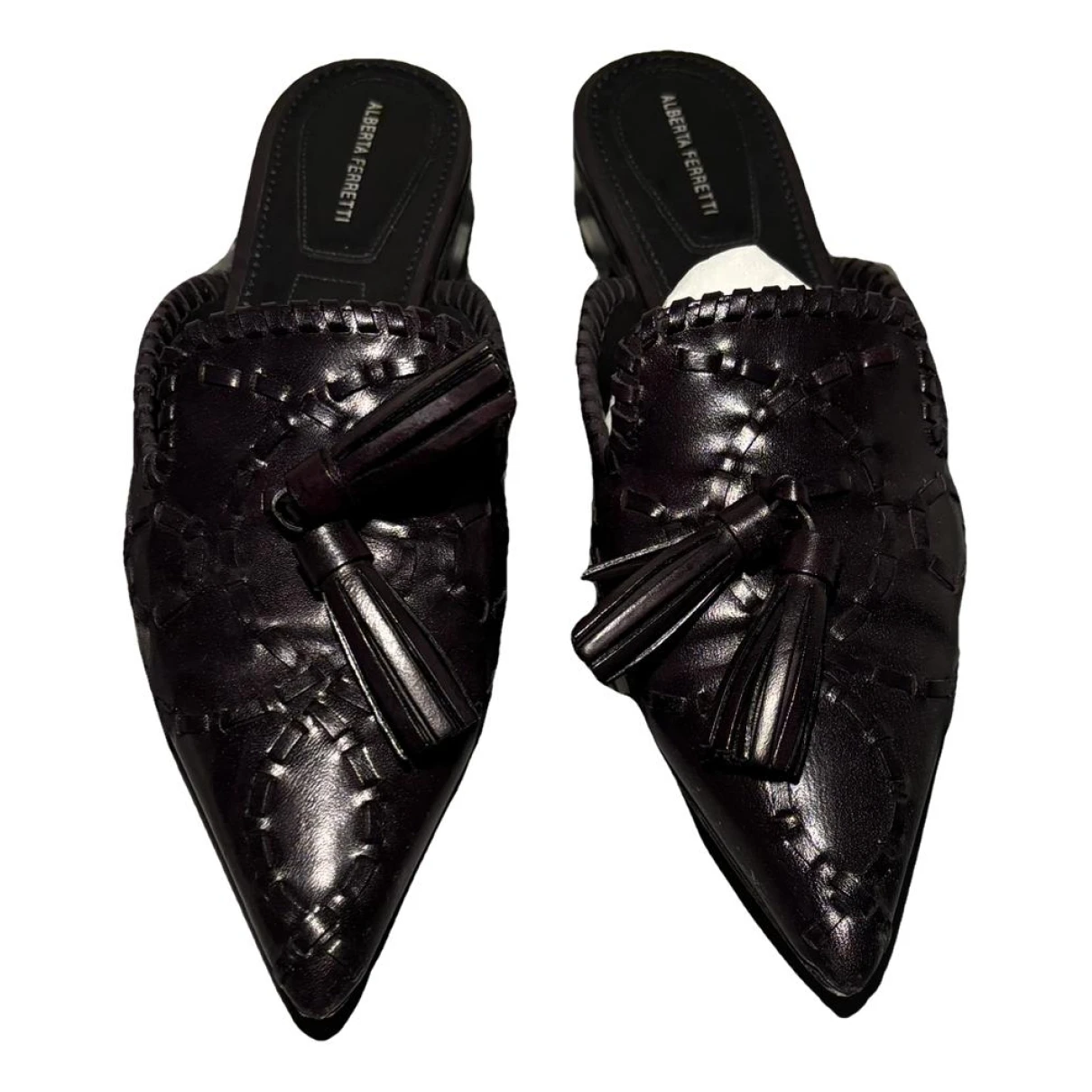 Pre-owned Alberta Ferretti Leather Mules In Black