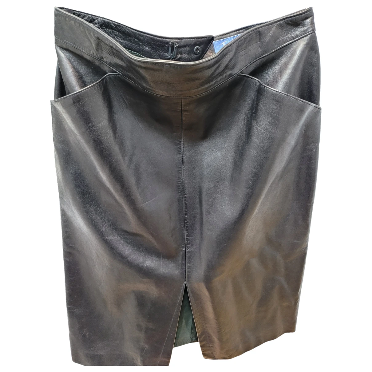 Pre-owned Mugler Leather Mid-length Skirt In Black