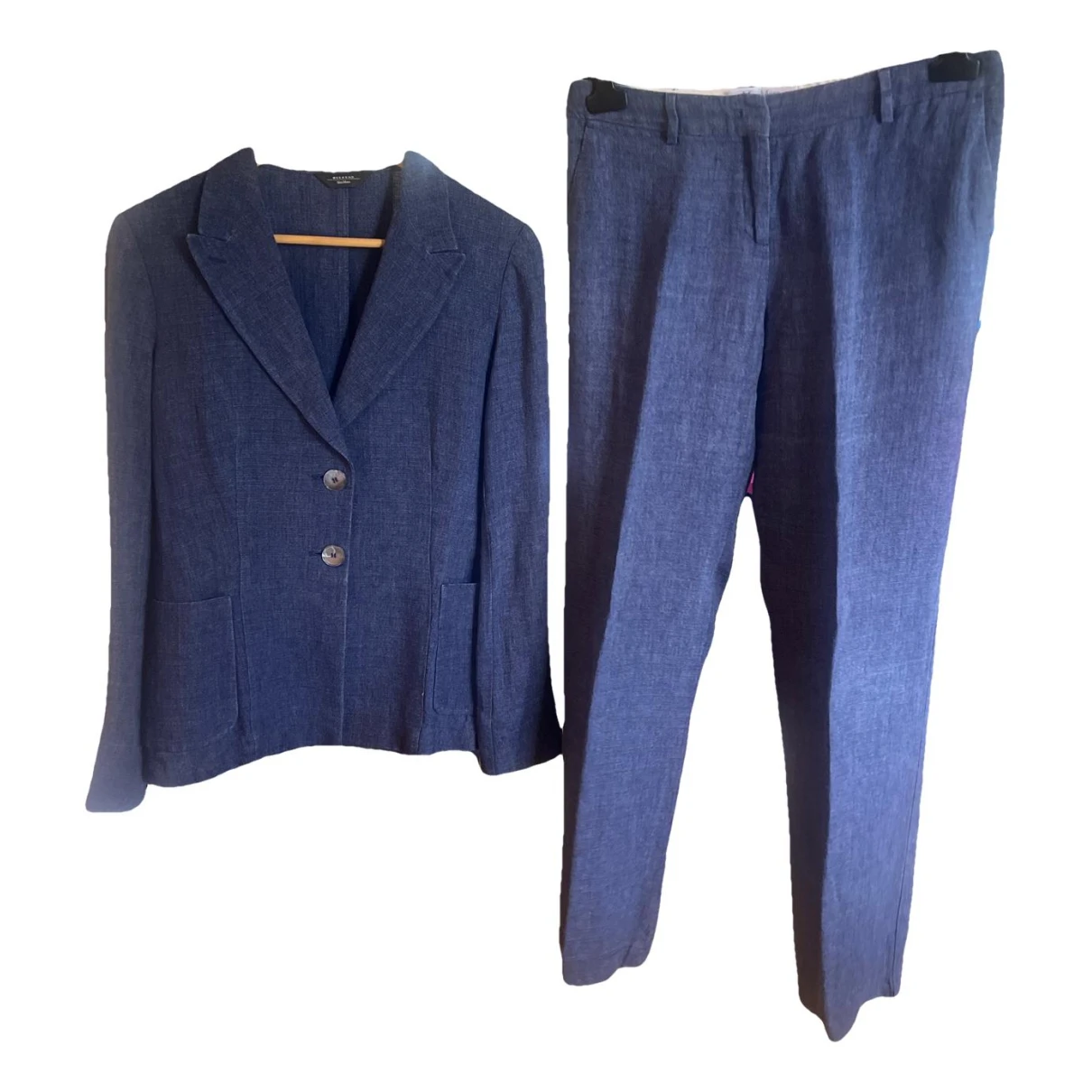 Pre-owned Max Mara Linen Suit Jacket In Blue