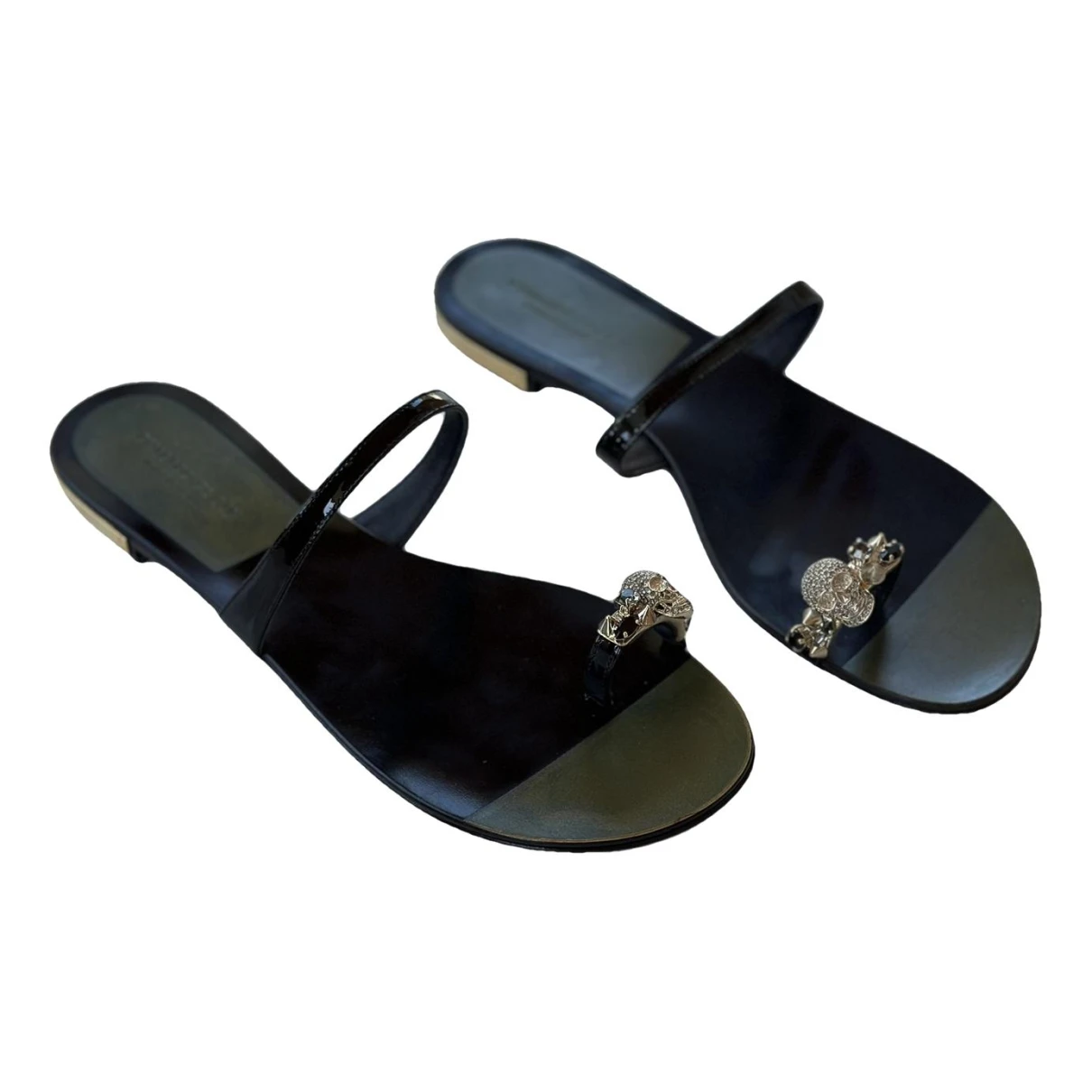 Pre-owned Philipp Plein Patent Leather Sandals In Black