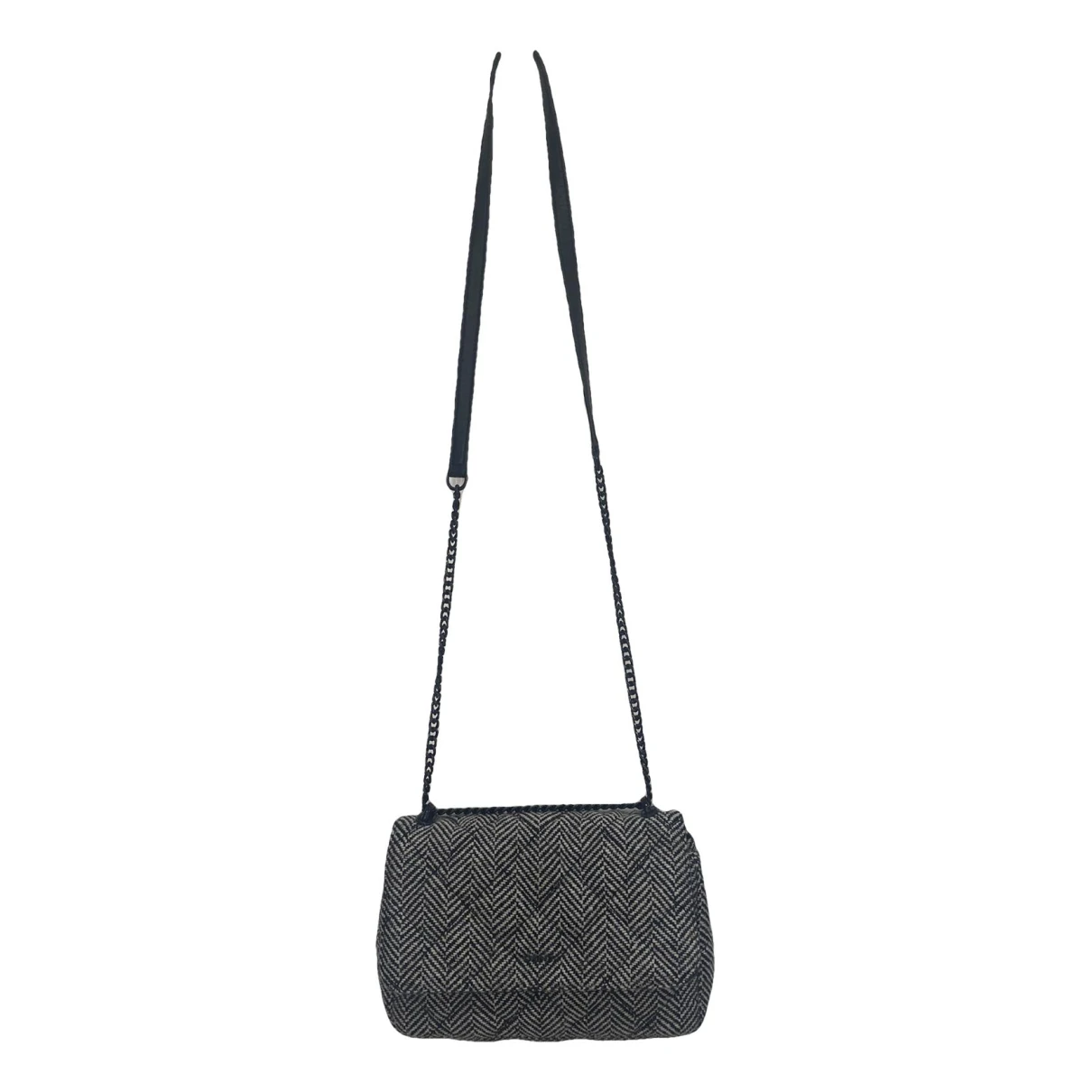 Pre-owned Dkny Tweed Handbag In Black
