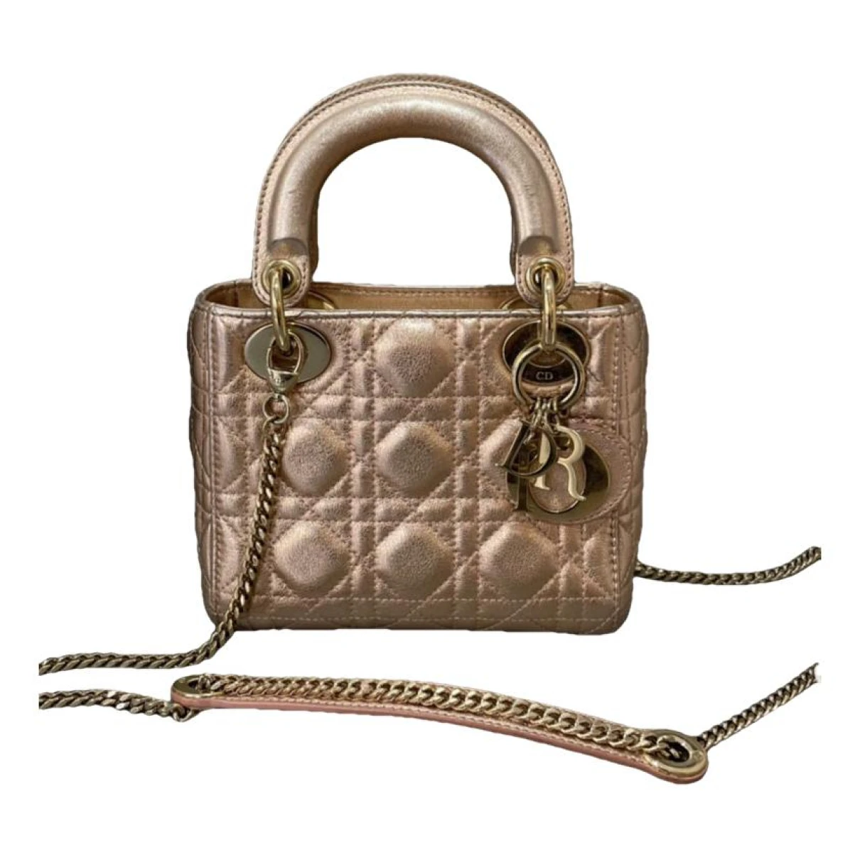 Pre-owned Dior Leather Handbag In Gold