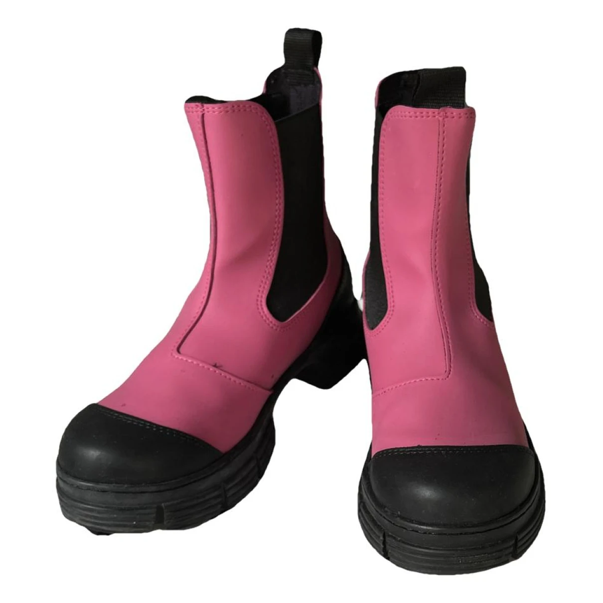 Pre-owned Ganni Wellington Boots In Pink