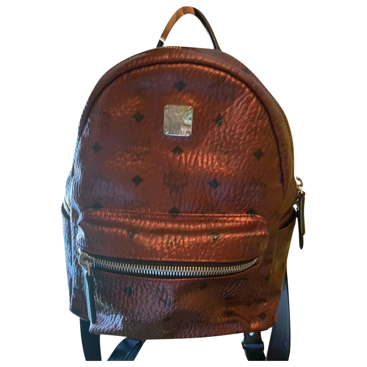 Pre-owned Mcm Stark Leather Backpack In Purple