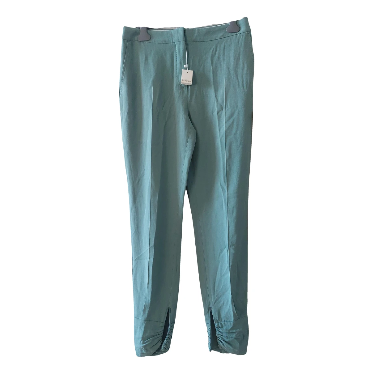 Pre-owned Max Mara Silk Carot Pants In Green