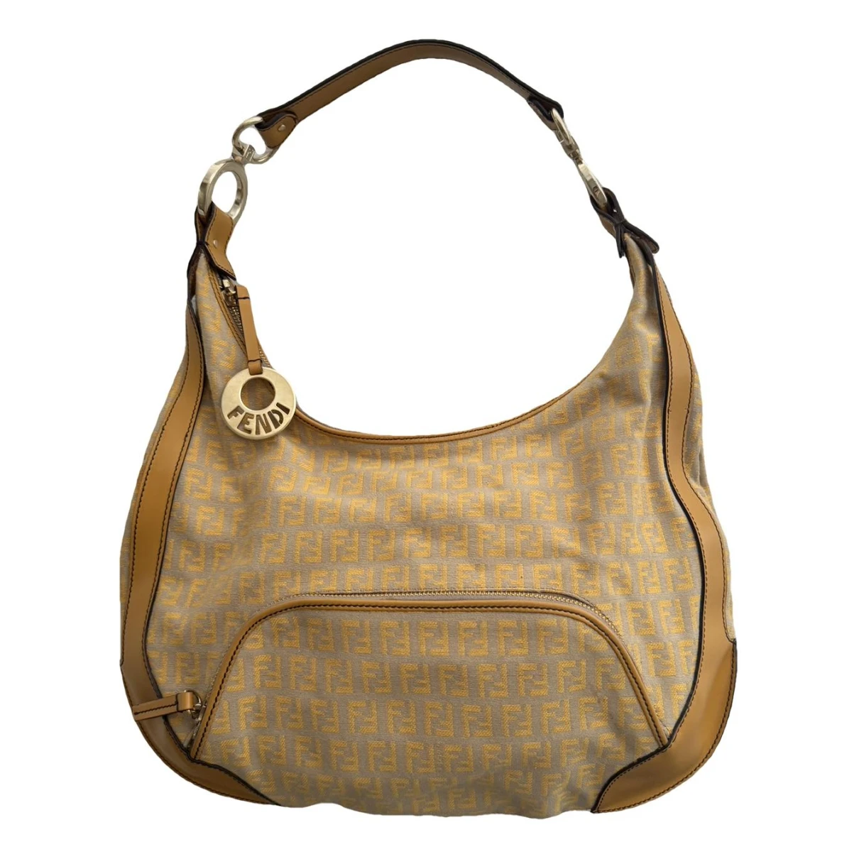 Pre-owned Fendi Croissant Cloth Handbag In Yellow