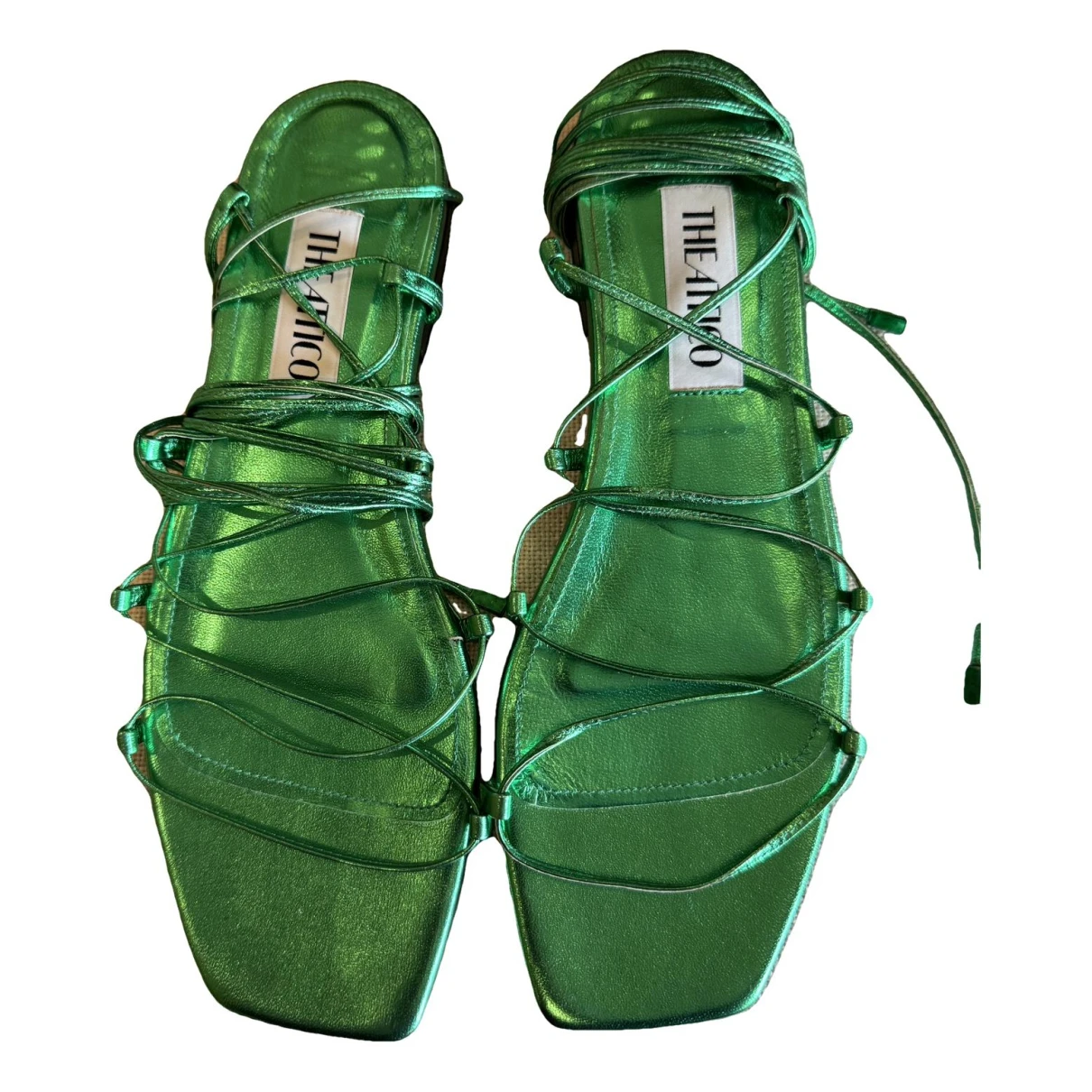 Pre-owned Attico Leather Flats In Green