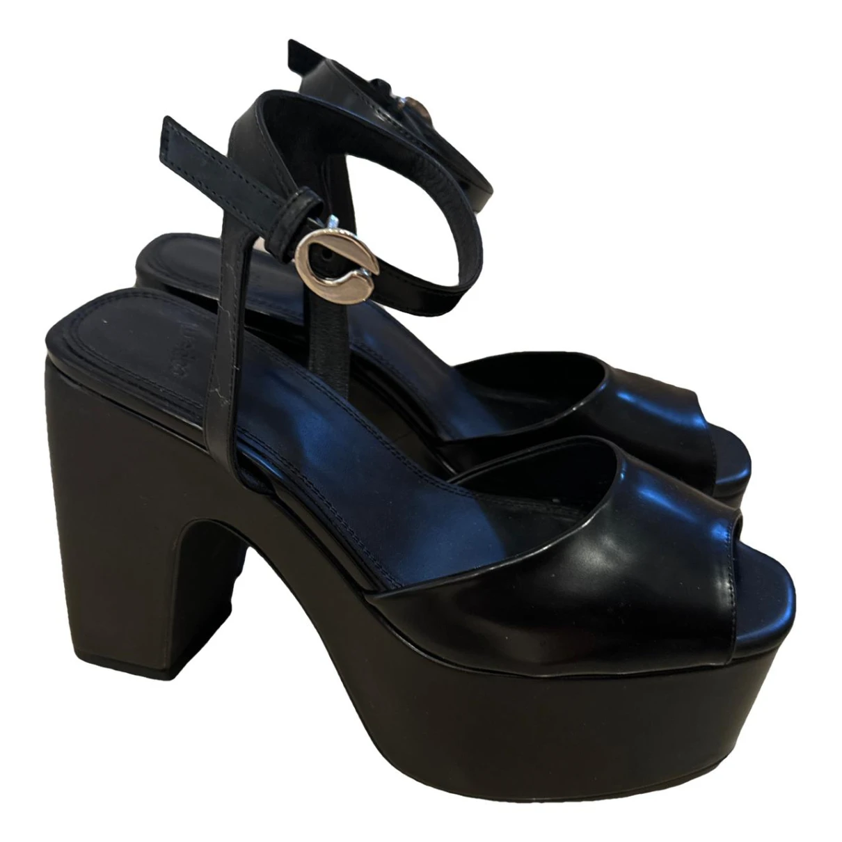 Pre-owned Coperni Leather Sandals In Black