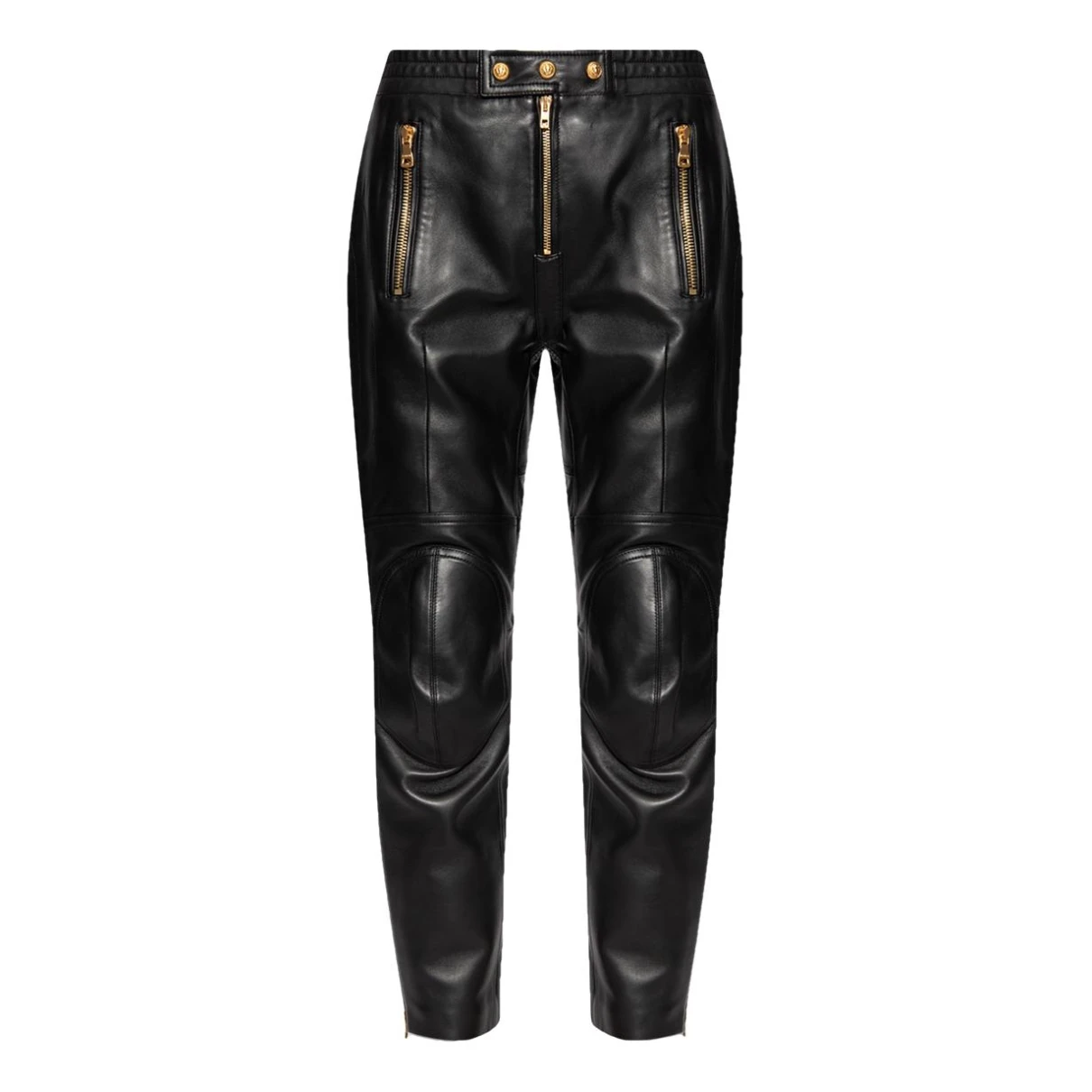 Pre-owned Balmain Leather Chino Pants In Black